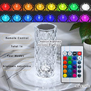 16 Colors Diamond Rose Crystal Lamp Bedside / Led Touch Lamp With Remote